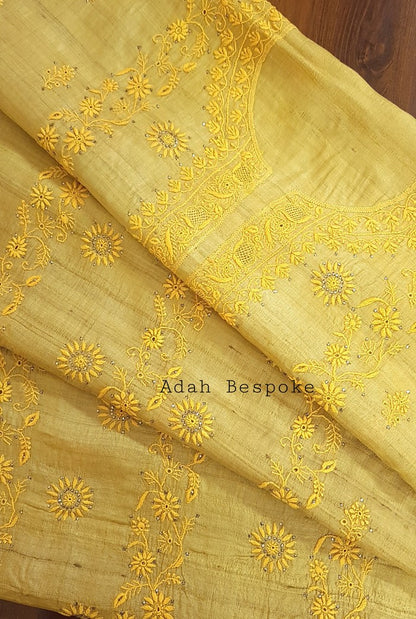 Chikankari Khadi Silk Set ( Do Taar )