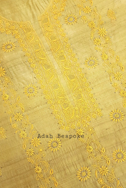 Chikankari Khadi Silk Set ( Do Taar )