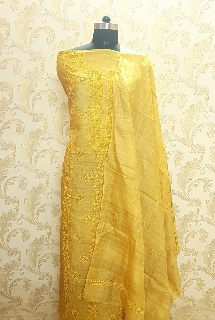 Chikankari Khadi Silk Set ( Do Taar )