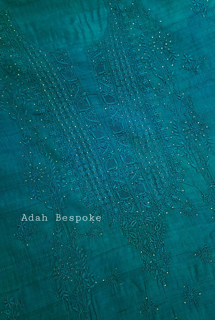 Chikankari Khadi Silk Set ( Do Taar )