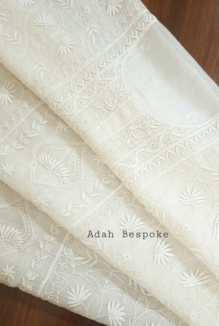 Ivory Chikankari Kota Suit ( Dyeable )