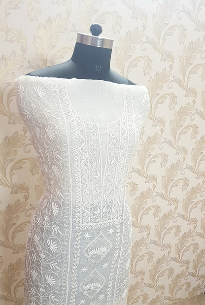 Ivory Chikankari Kota Suit ( Dyeable )