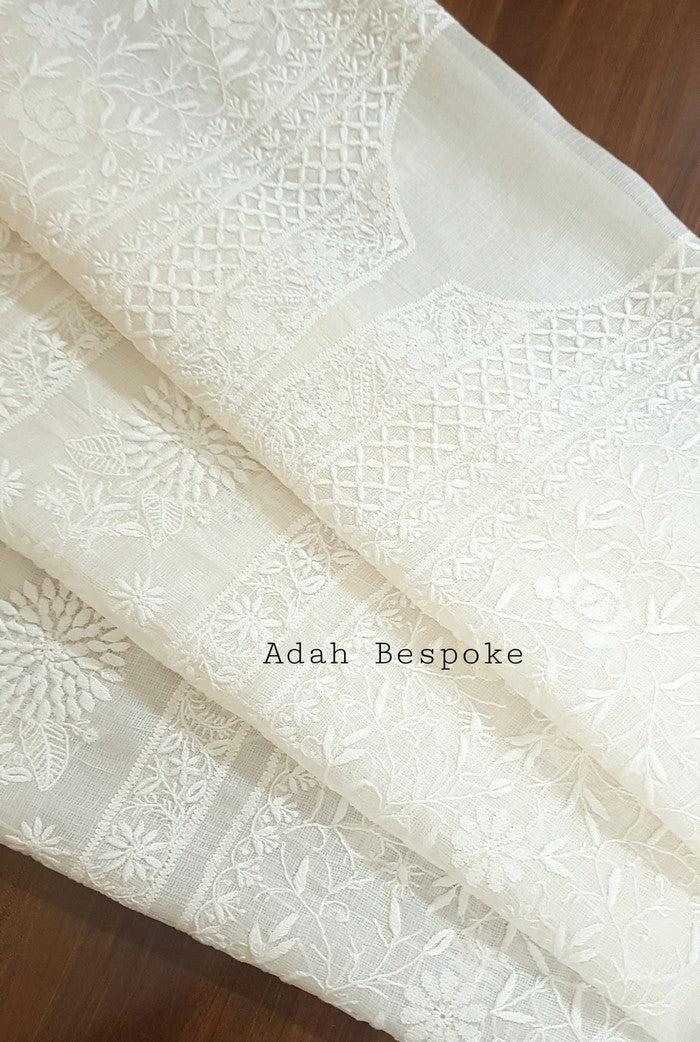 Ivory Chikankari Kota Suit ( Dyeable )