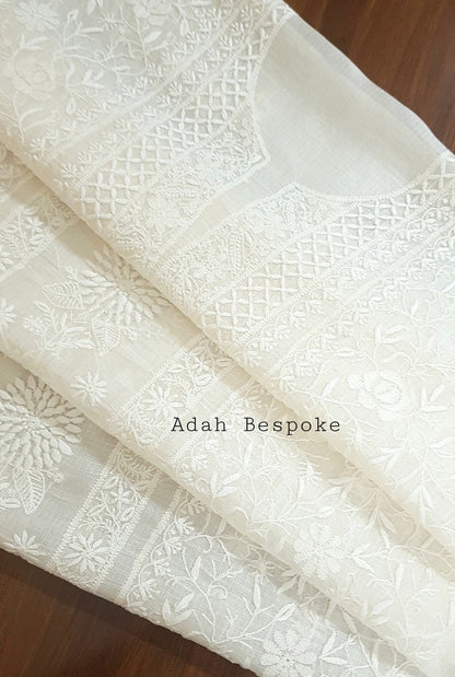 Ivory Chikankari Kota Suit ( Dyeable )