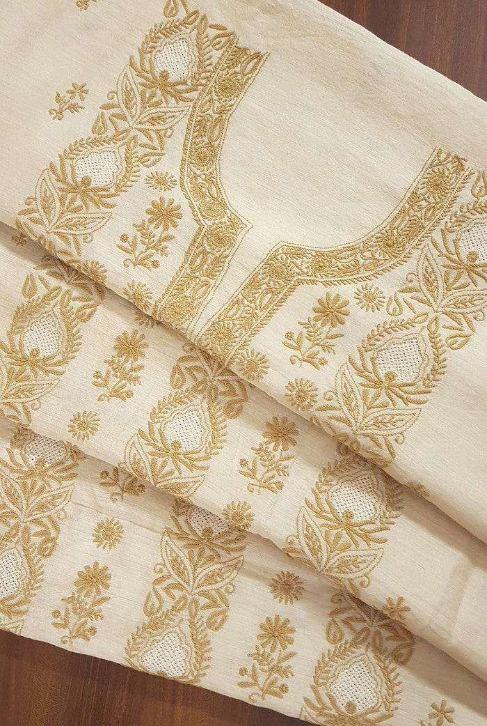 Chikankari Moonga Silk Set ( Do Taar )