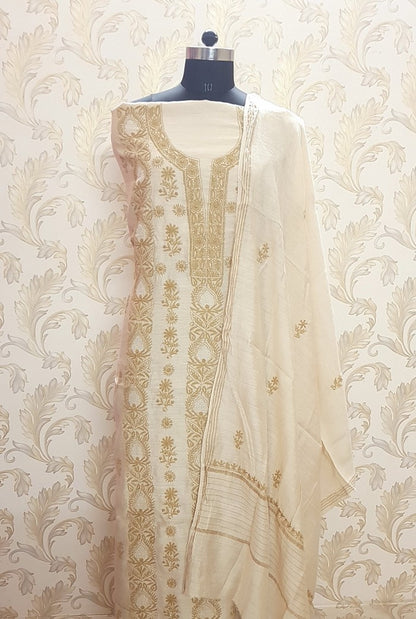 Chikankari Moonga Silk Set ( Do Taar )