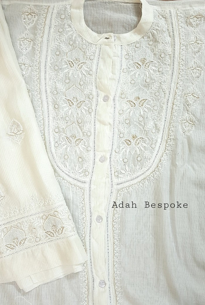 Premium Maheshwari Coord Set ( Pearl work ) - Adah Chikankari